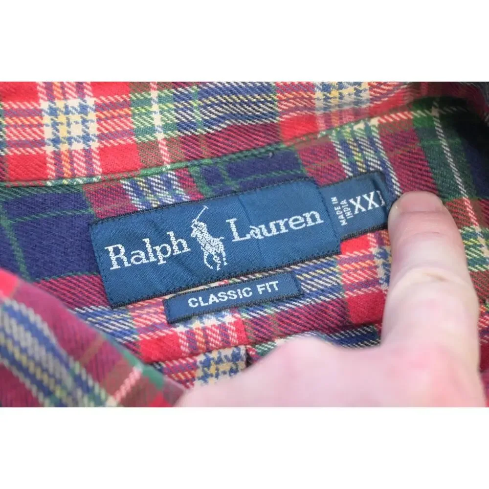 Polo Ralph Lauren Dress‎ Shirt Classic Performance Flannel Plaid Mens Sz 2XL XXL